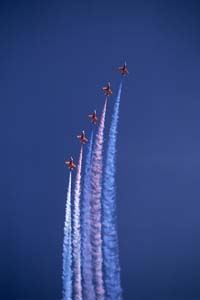 Die Red Arrows hoch am Himmel